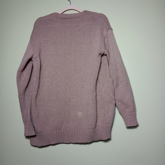 Shein pink cardigan sweater with floral and pockets. Size small over sized - Picture 6 of 6